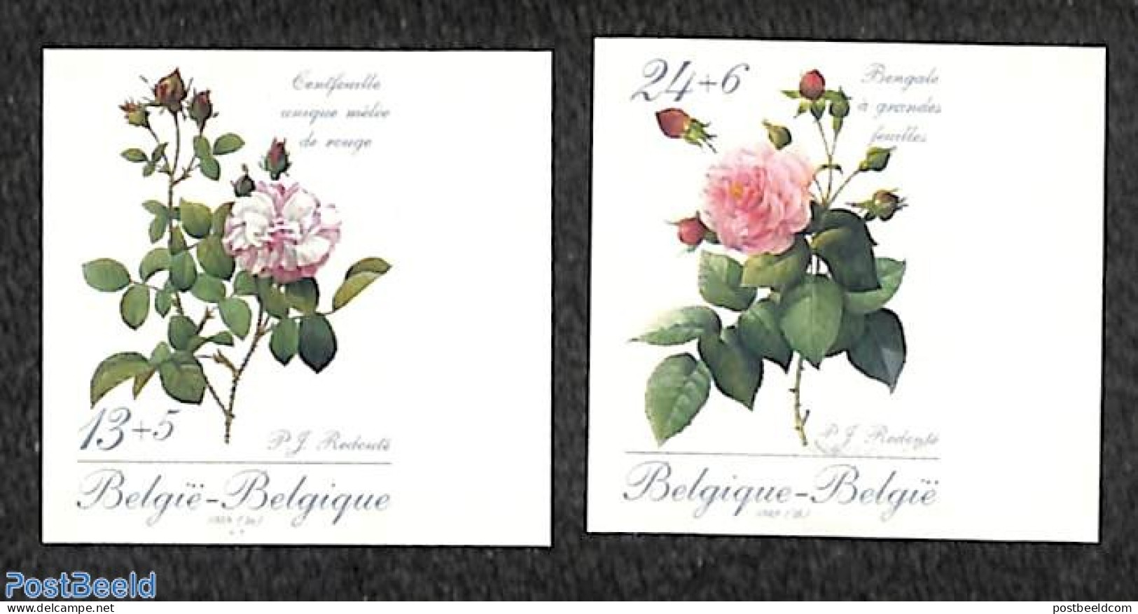 Belgium 1989 Philatelic Promotion, Roses 2v, Imperforated, Mint NH, Nature - Flowers & Plants - Roses - Neufs