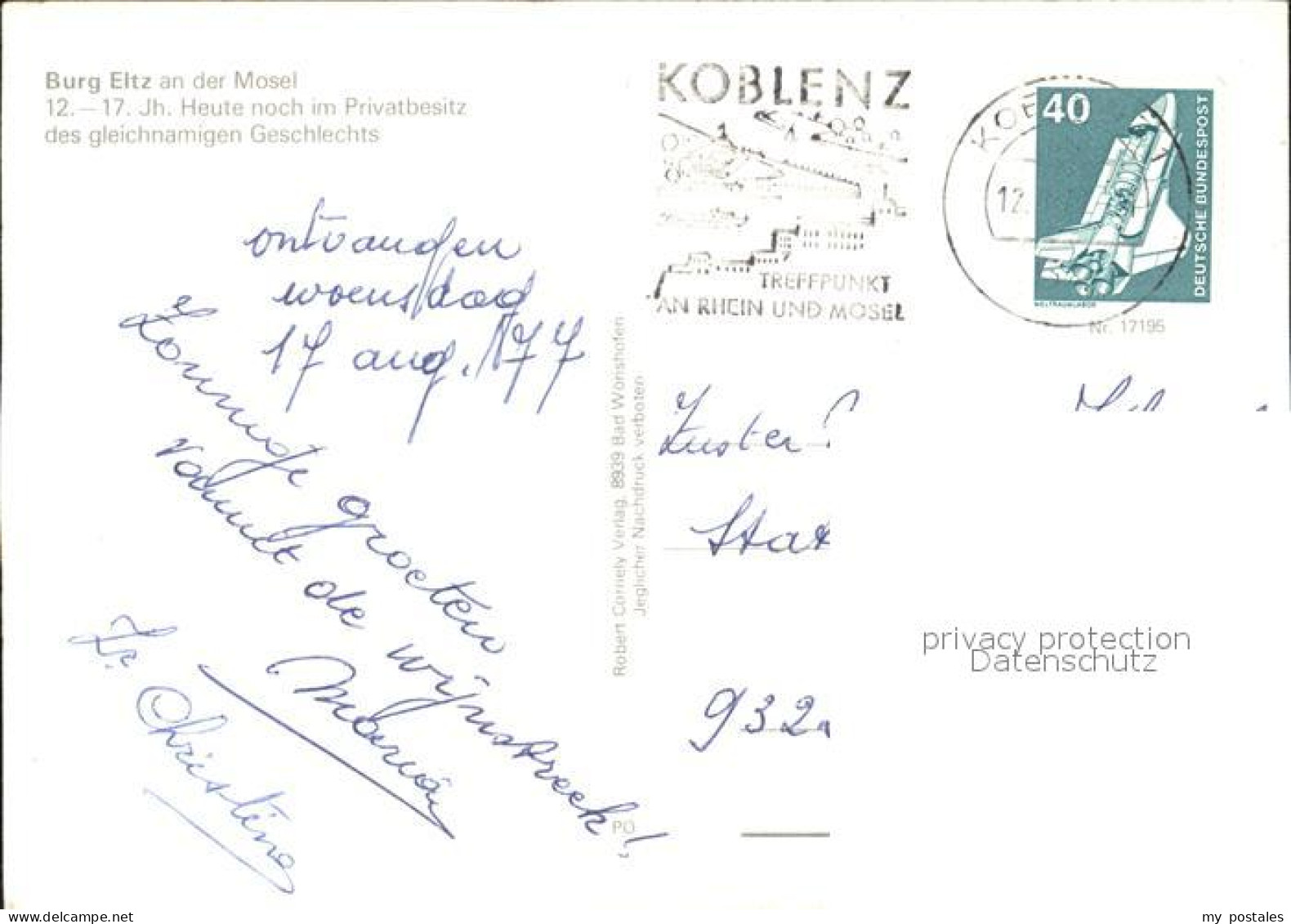 72235747 Koblenz Rhein Burg Eltz An Der Mosel Koblenz - Koblenz