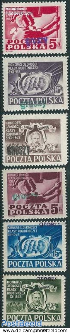 Poland 1950 Union Congress 6V With Groszy Overprint, Unused (hinged) - Unused Stamps