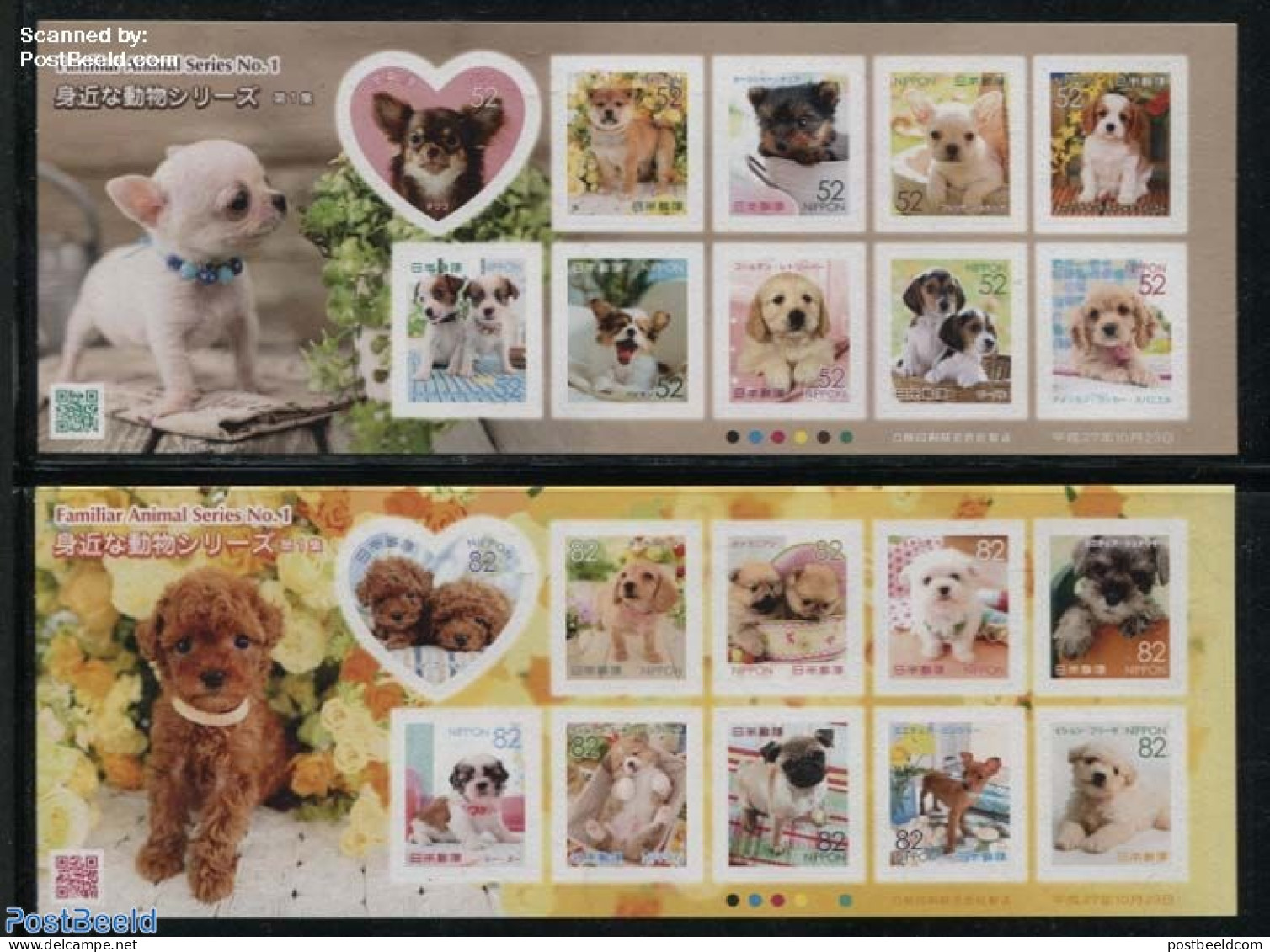 Japan 2015 Familiar Animal Series No.1 2x10v S-a In Foil Sheets, Mint NH, Nature - Dogs - Nuevos