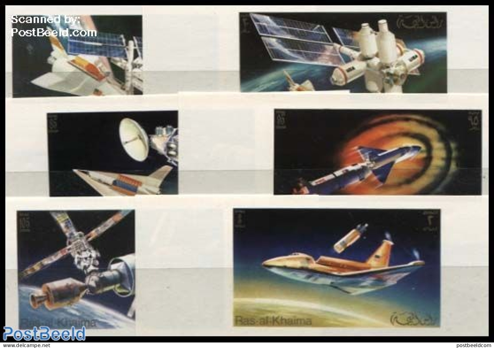 Ras Al-Khaimah 1972 Skylab 6 S/s, With White Borders, Mint NH, Transport - Space Exploration - Ra's Al-Chaima
