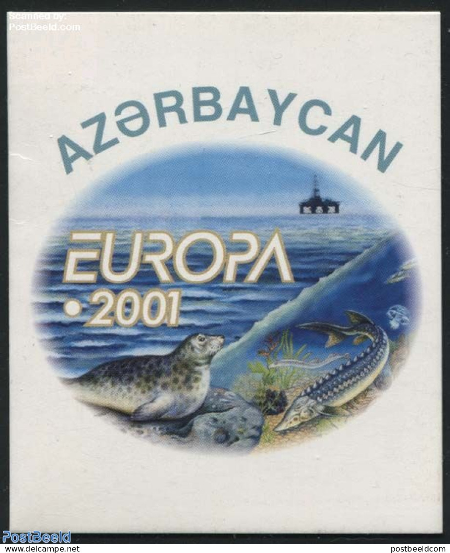 Azerbaijan 2001 Europa Booklet With 4 Stamps, Mint NH, History - Nature - Science - Europa (cept) - Fish - Sea Mammals.. - Poissons