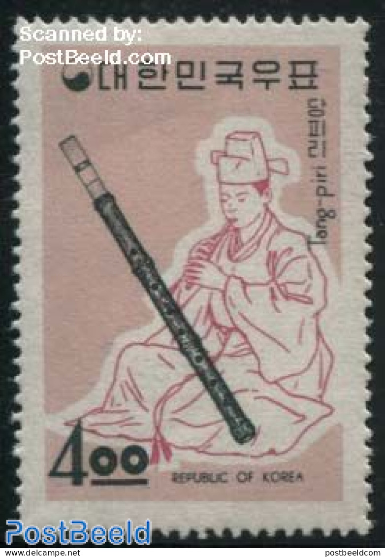 Korea, South 1963 4.00, Stamp Out Of Set, Mint NH, Performance Art - Music - Musical Instruments - Musique