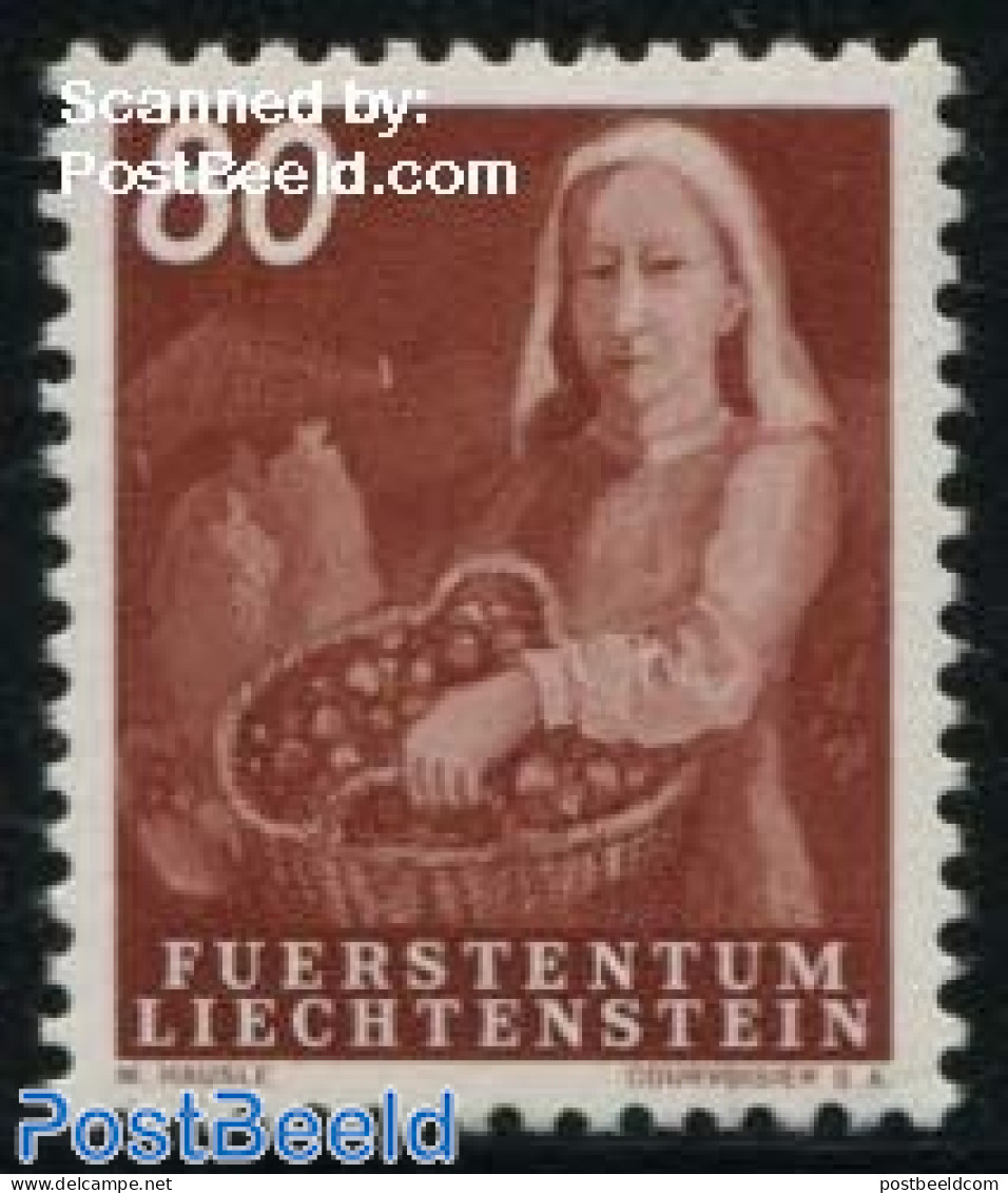 Liechtenstein 1951 80Rp, Stamp Out Of Set, Mint NH, Nature - Fruit - Neufs