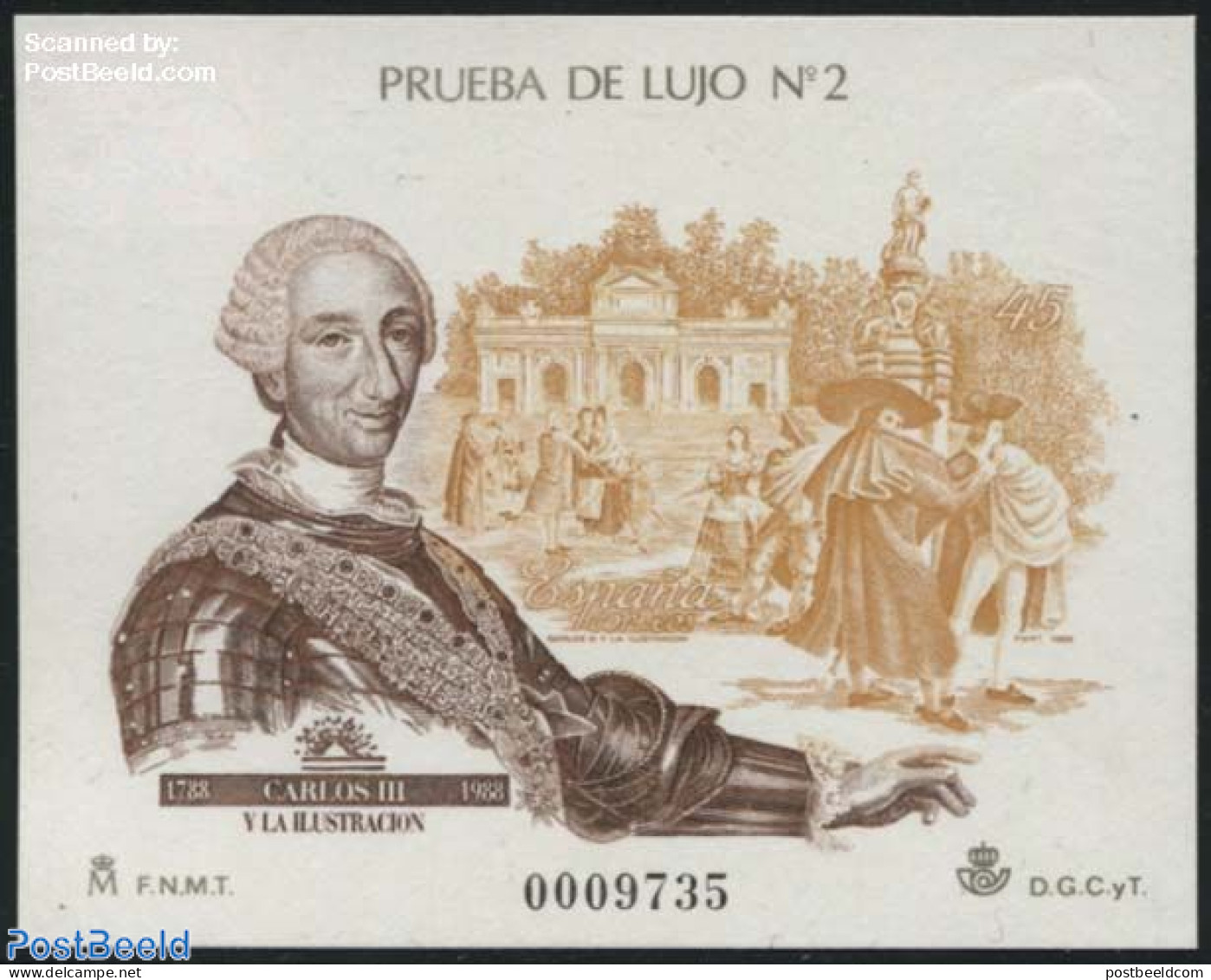 Spain 1988 Carlos III, Special Sheet (not Valid For Postage), Mint NH, History - Kings & Queens (Royalty) - Neufs