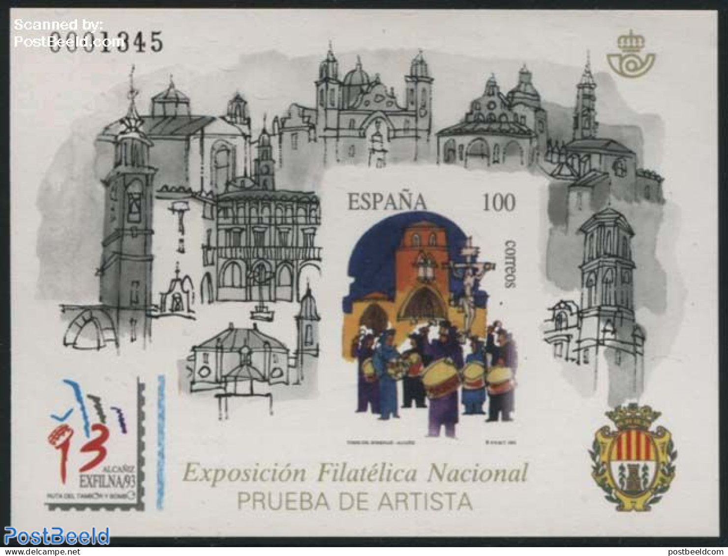 Spain 1993 EXFILNA, Special Sheet (not Valid For Postage), Mint NH, Performance Art - Music - Philately - Unused Stamps