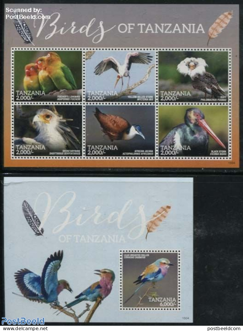 Tanzania 2015 Birds 2 S/s, Mint NH, Nature - Birds - Birds Of Prey - Parrots - Tansania (1964-...)