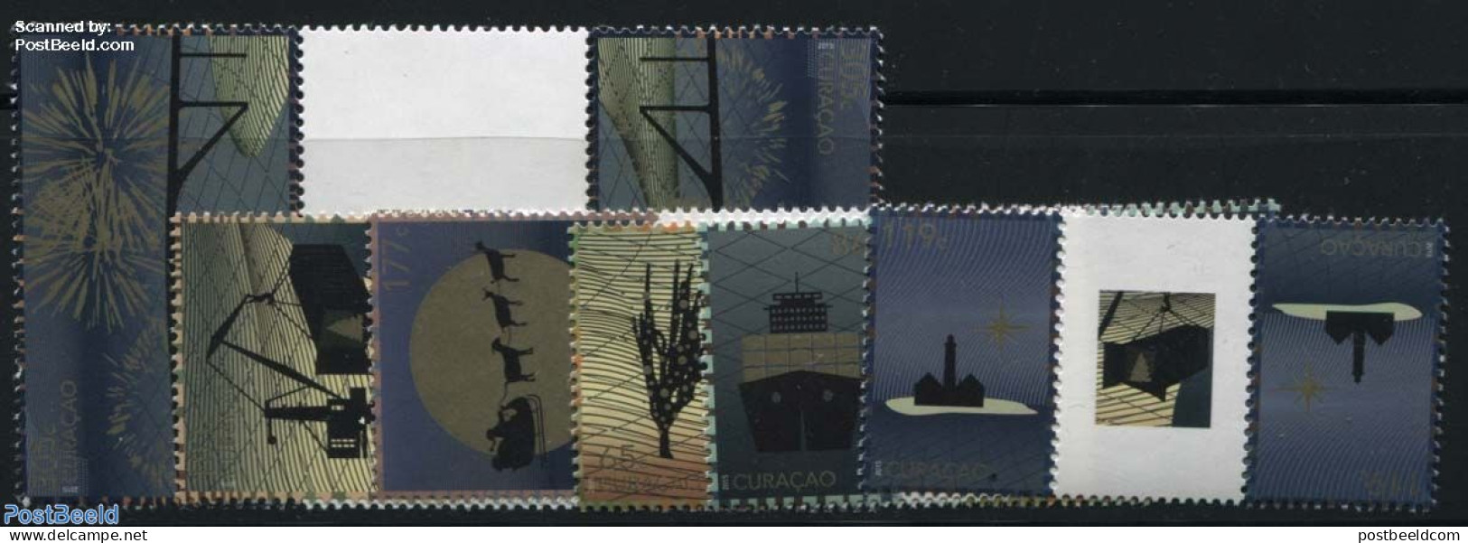 Curaçao 2015 Christmas 6v, Gutterpairs, Mint NH, Religion - Transport - Various - Christmas - Ships And Boats - Light.. - Noël