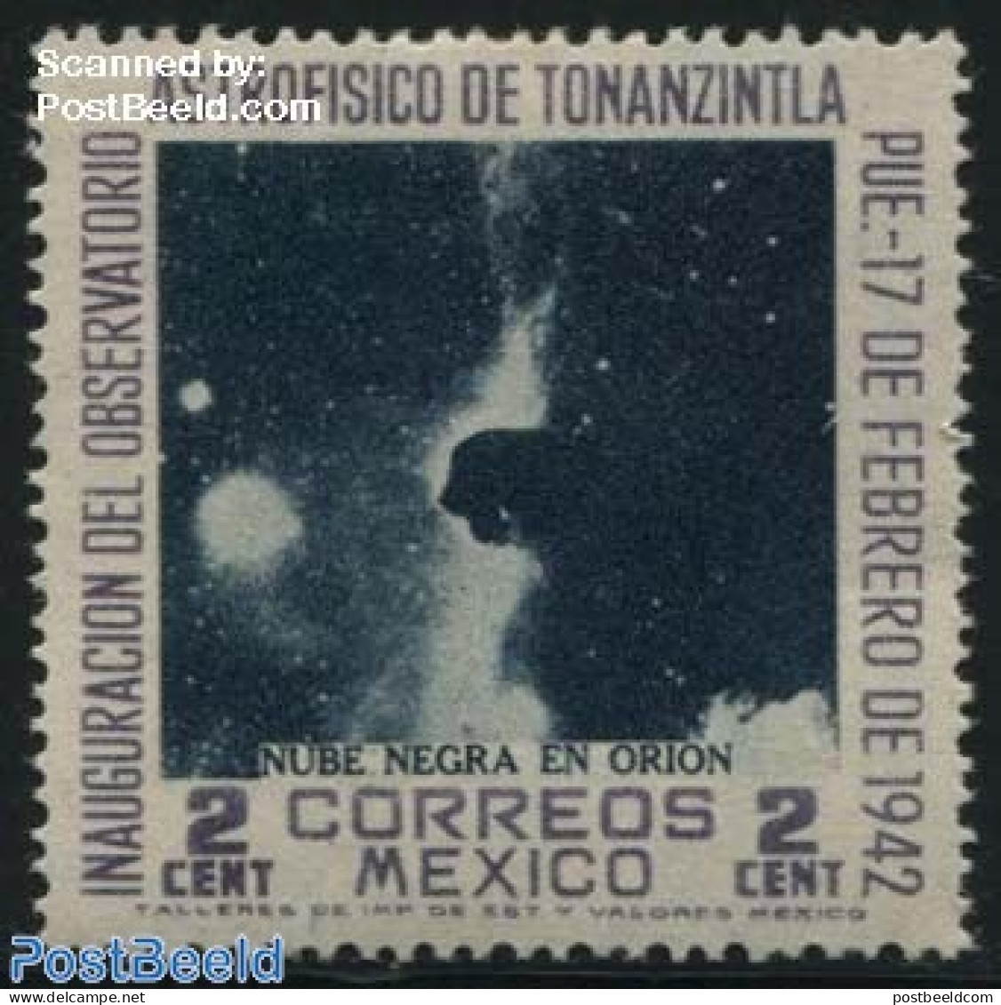 Mexico 1942 2c, Stamp Out Of Set, Unused (hinged), Science - Astronomy - Astrologie