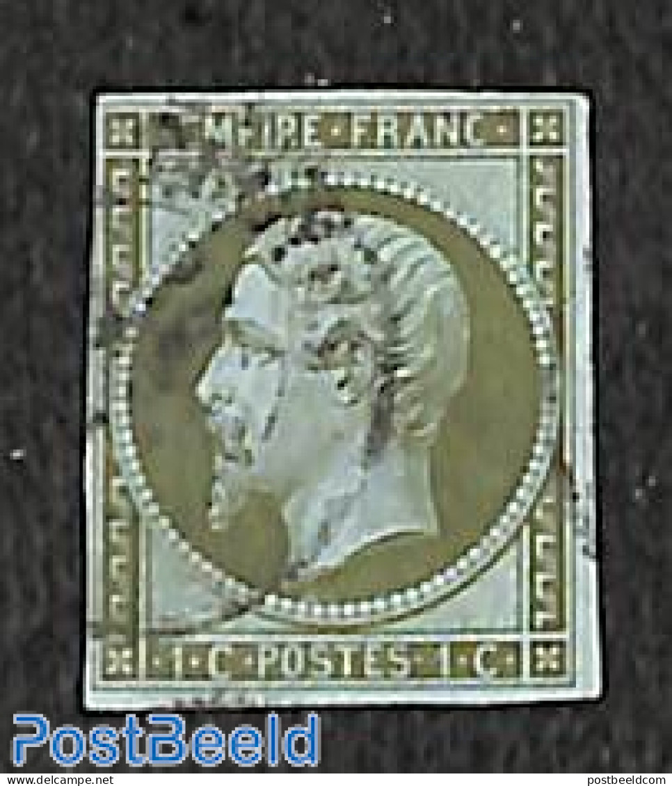 France 1853 1c, Dark Olivegreen, Used, Used Stamps - Gebruikt
