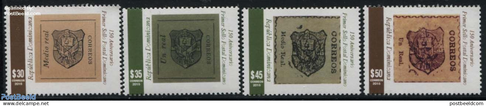 Dominican Republic 2015 150 Years Stamps 4v, Mint NH, Stamps On Stamps - Sellos Sobre Sellos