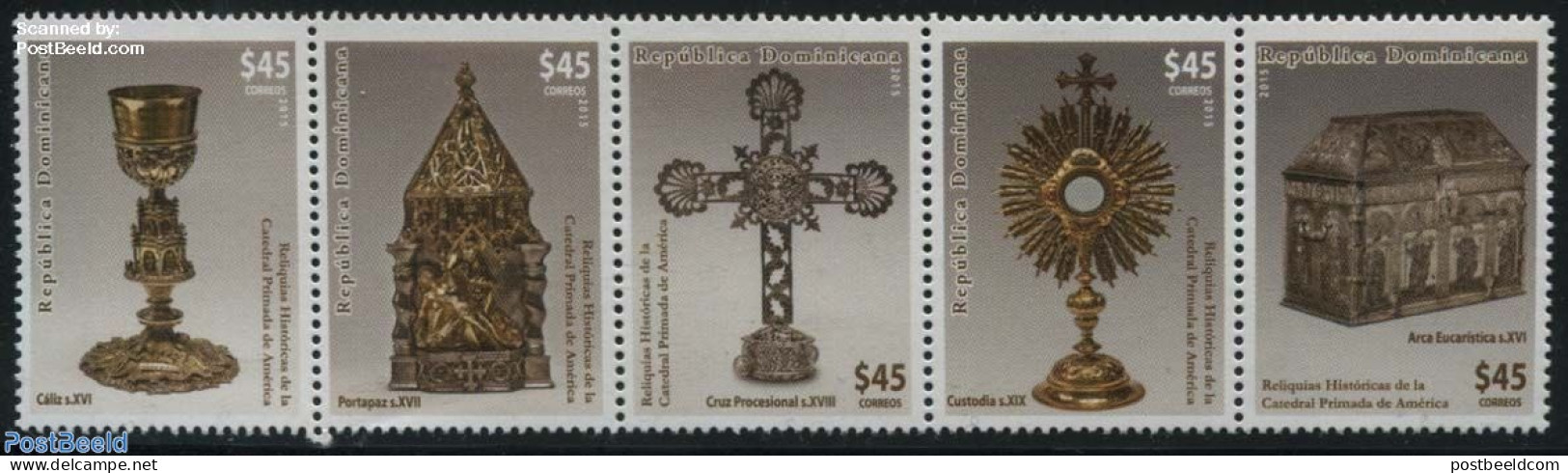 Dominican Republic 2015 Relics 5v [::::], Mint NH, Religion - Religion - Art - Art & Antique Objects - Autres & Non Classés