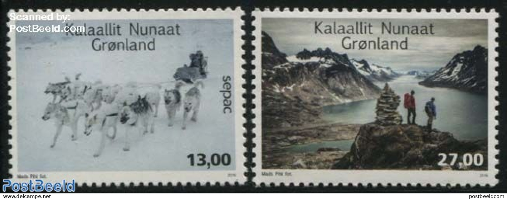 Greenland 2016 SEPAC, Seasons 2v, Mint NH, History - Nature - Sport - Sepac - Dogs - Mountains & Mountain Climbing - Ongebruikt