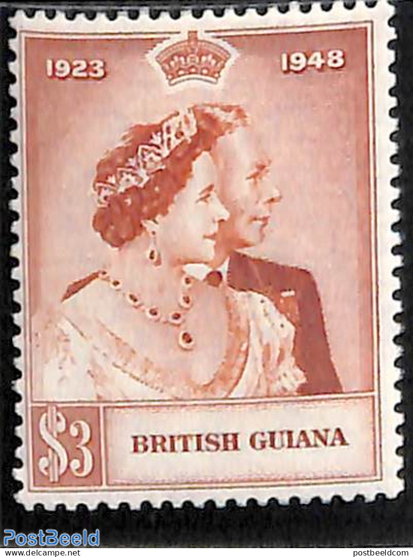 Guyana 1948 3$, Stamp Out Of Set, Unused (hinged), History - Kings & Queens (Royalty) - Familles Royales
