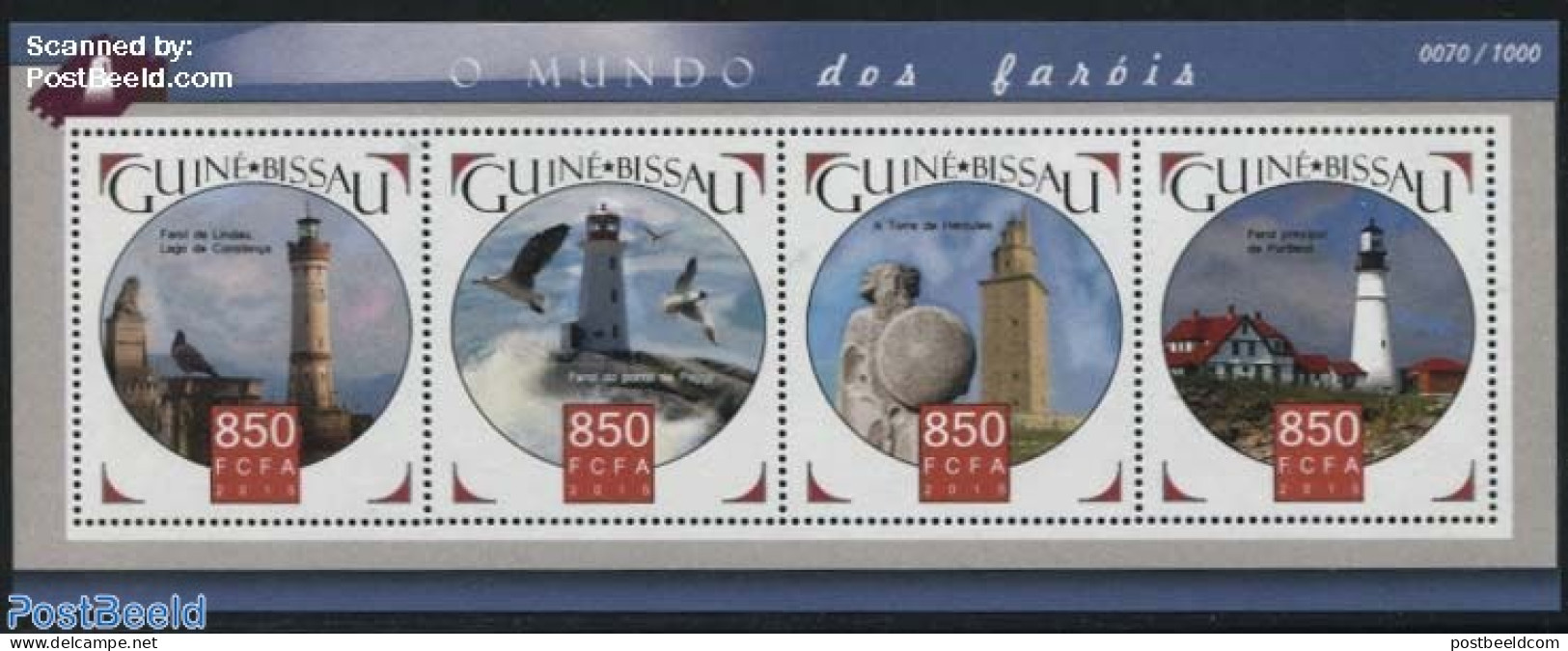 Guinea Bissau 2015 Lighthouses 4v M/s, Mint NH, Nature - Various - Birds - Lighthouses & Safety At Sea - Phares