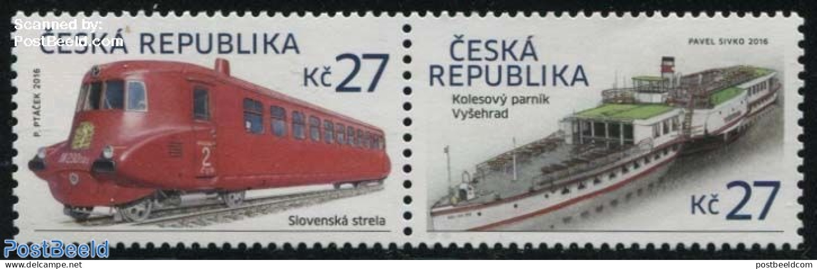 Czech Republic 2016 Train & Ship 2v [:], Mint NH, Transport - Railways - Ships And Boats - Autres & Non Classés