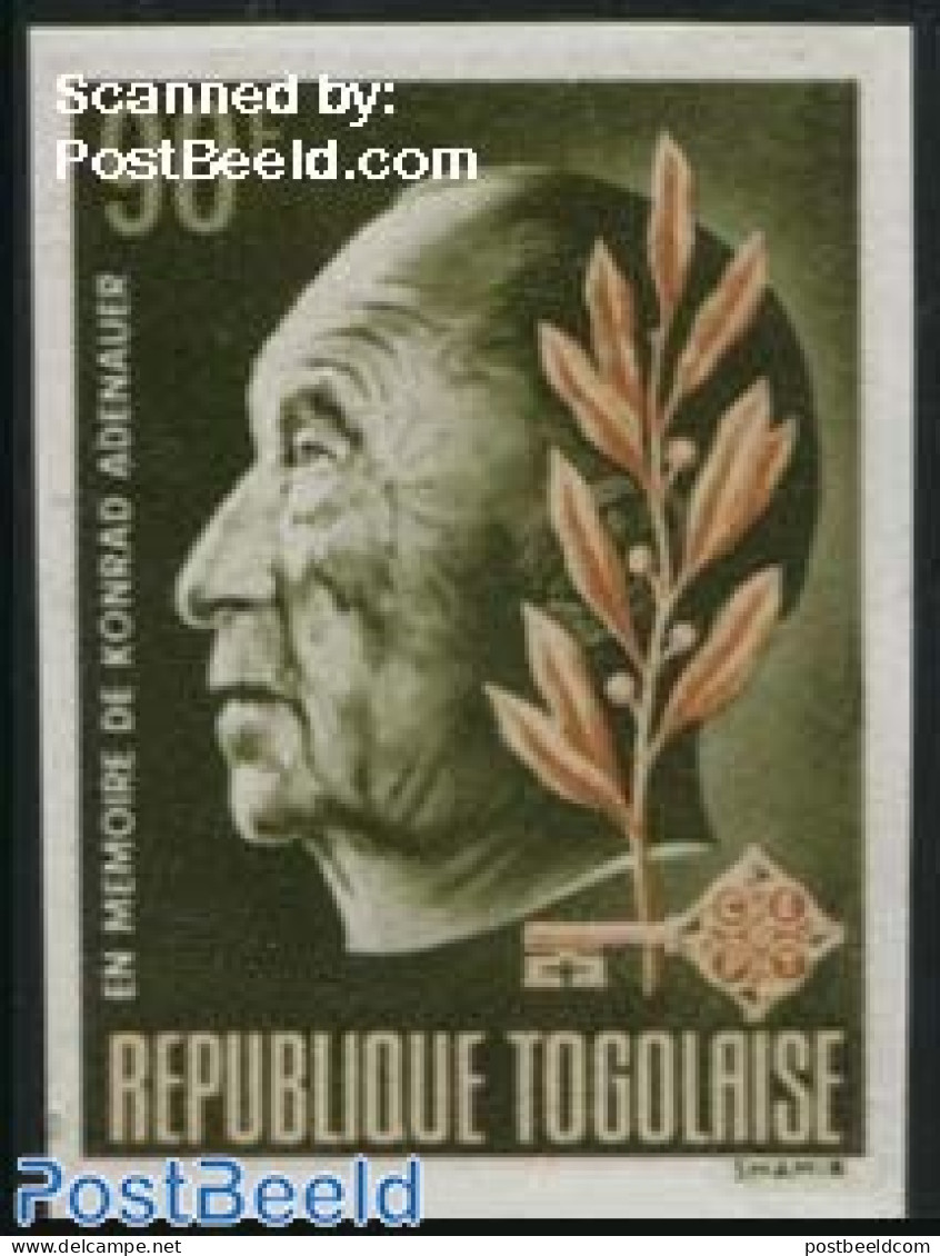 Togo 1968 Konrad Adenauer 1v, Imperforated, Mint NH, History - Germans - Politicians - Togo (1960-...)