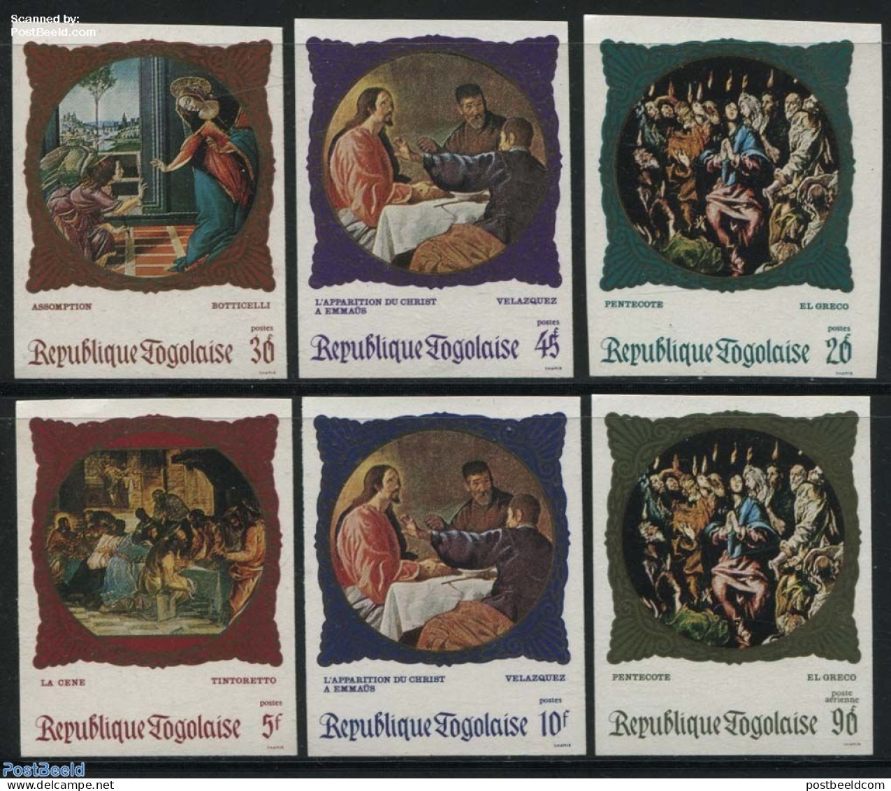 Togo 1969 Religious Paintings 6v, Imperforated, Mint NH, Religion - Religion - Art - Paintings - Togo (1960-...)