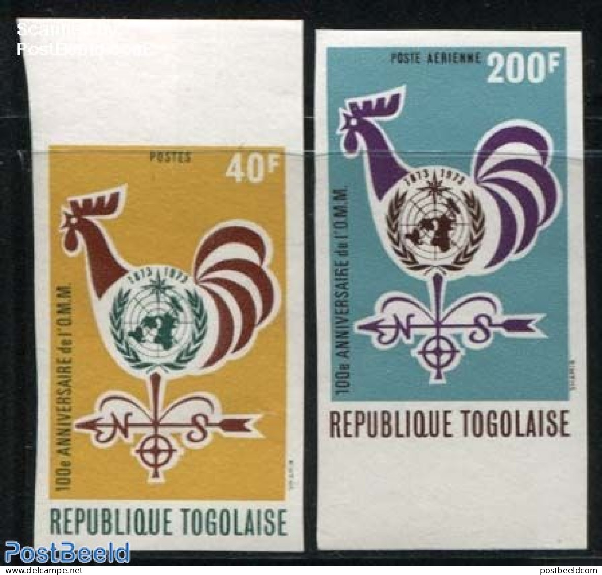 Togo 1973 IMO-WMO 2v, Imperforated, Mint NH, Nature - Science - Poultry - Meteorology - Climat & Météorologie