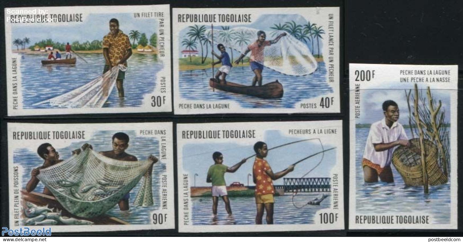 Togo 1974 Lagune Fishing 5v, Imperforated, Mint NH, Nature - Fishing - Peces