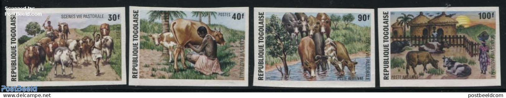 Togo 1974 Shepherds Life 4v, Imperforated, Mint NH, Nature - Animals (others & Mixed) - Cattle - Togo (1960-...)