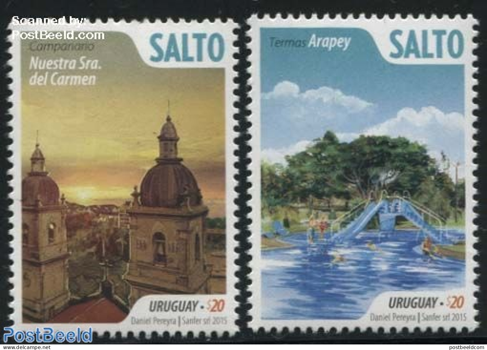 Uruguay 2015 Salto 2v, Mint NH, Nature - Religion - Various - Water, Dams & Falls - Churches, Temples, Mosques, Synago.. - Eglises Et Cathédrales