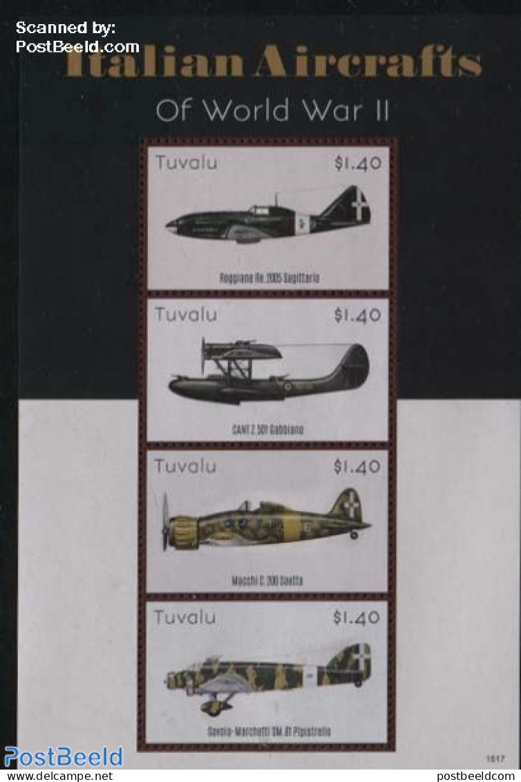 Tuvalu 2015 Italian Aircrafts Of WWI 4v M/s, Mint NH, History - Transport - Aircraft & Aviation - World War I - Avions