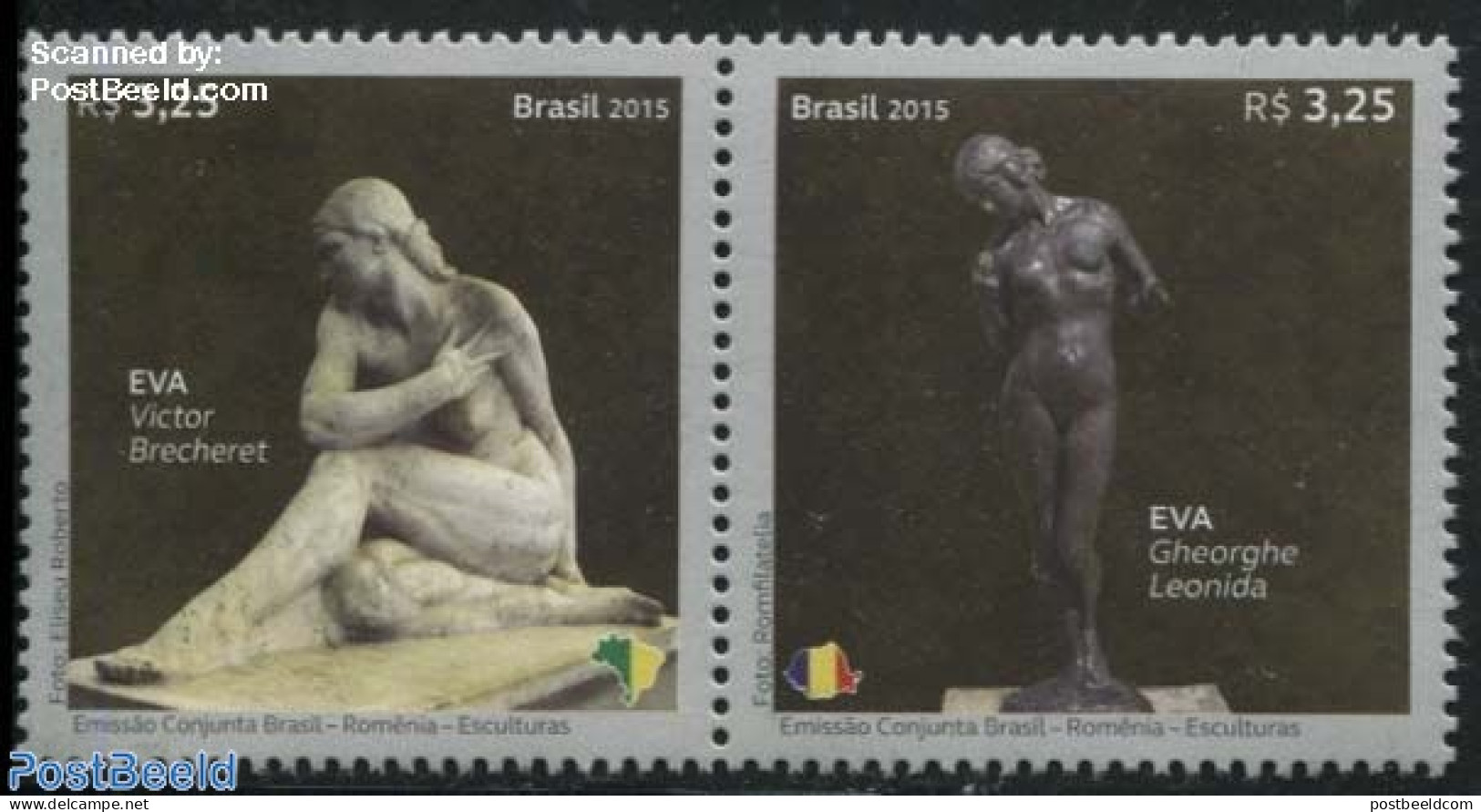 Brazil 2015 Sculptures 2v [:], Joint Issue Romania, Mint NH, Various - Joint Issues - Art - Sculpture - Nuovi