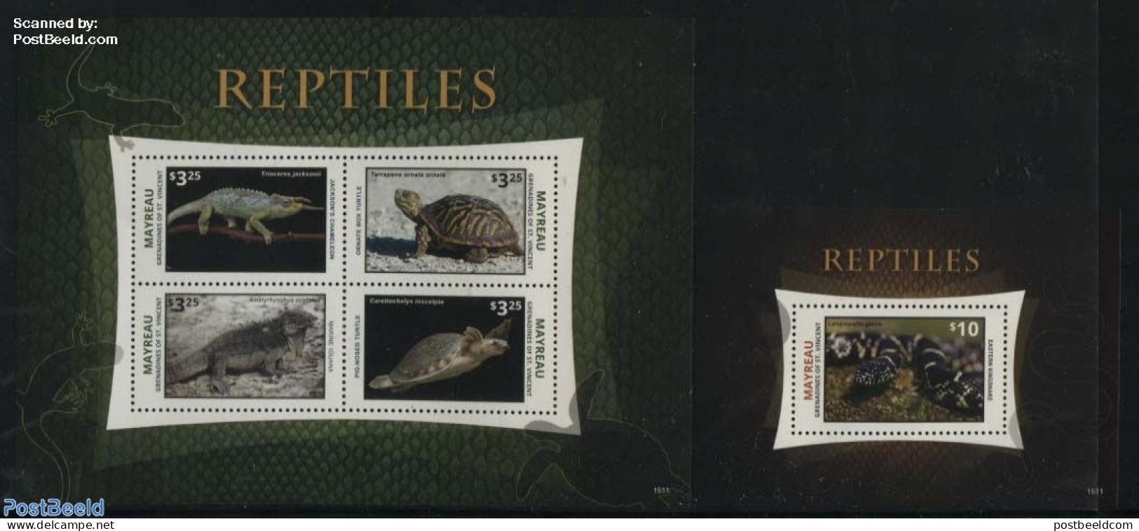 Saint Vincent & The Grenadines 2015 Mayreau, Reptiles 2 S/s, Mint NH, Nature - Reptiles - Snakes - Turtles - St.Vincent E Grenadine