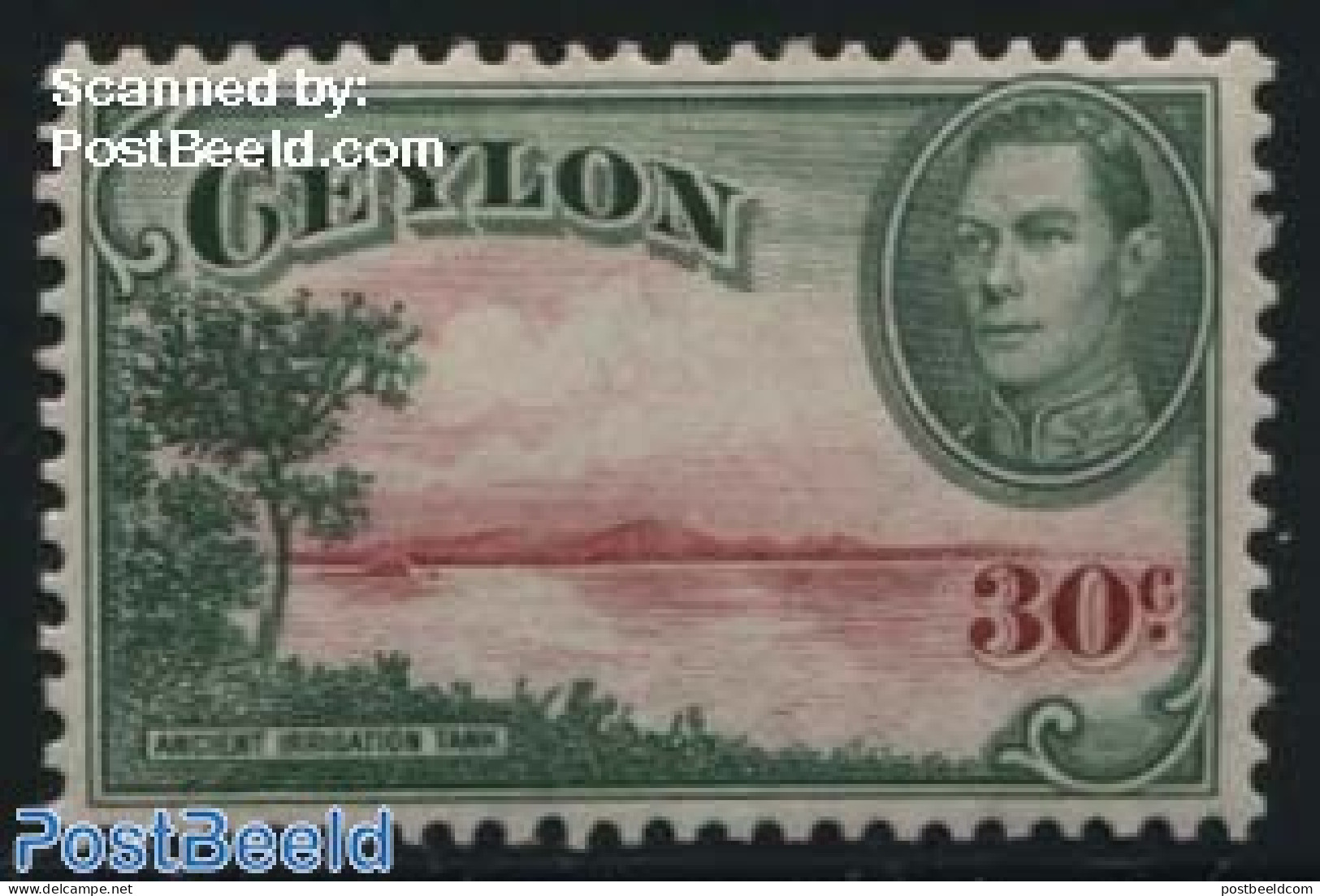 Sri Lanka (Ceylon) 1938 30c, WM Upright, Stamp Out Of Set, Mint NH - Sri Lanka (Ceylon) (1948-...)