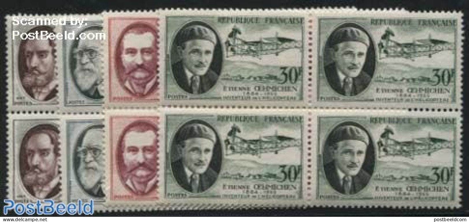 France 1957 Inventors 4v, Blocks Of 4 [+], Mint NH, Transport - Helicopters - Unused Stamps