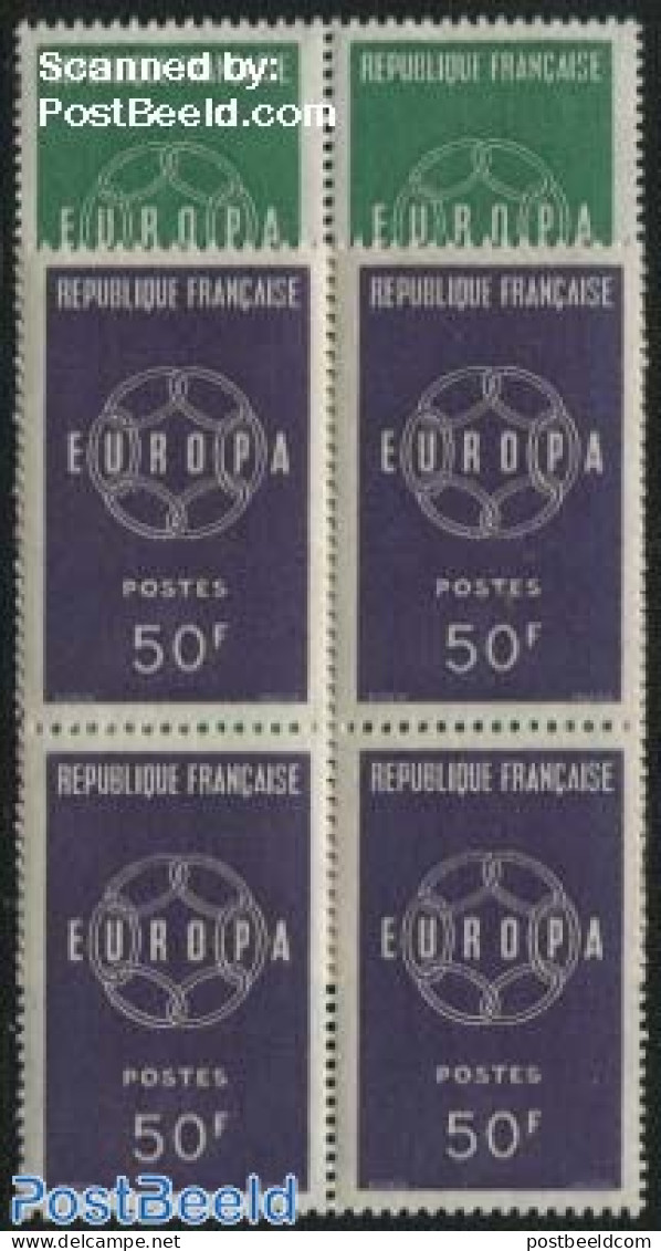 France 1959 Europa CEPT 2v, Blocks Of 4 [+], Mint NH, History - Unused Stamps