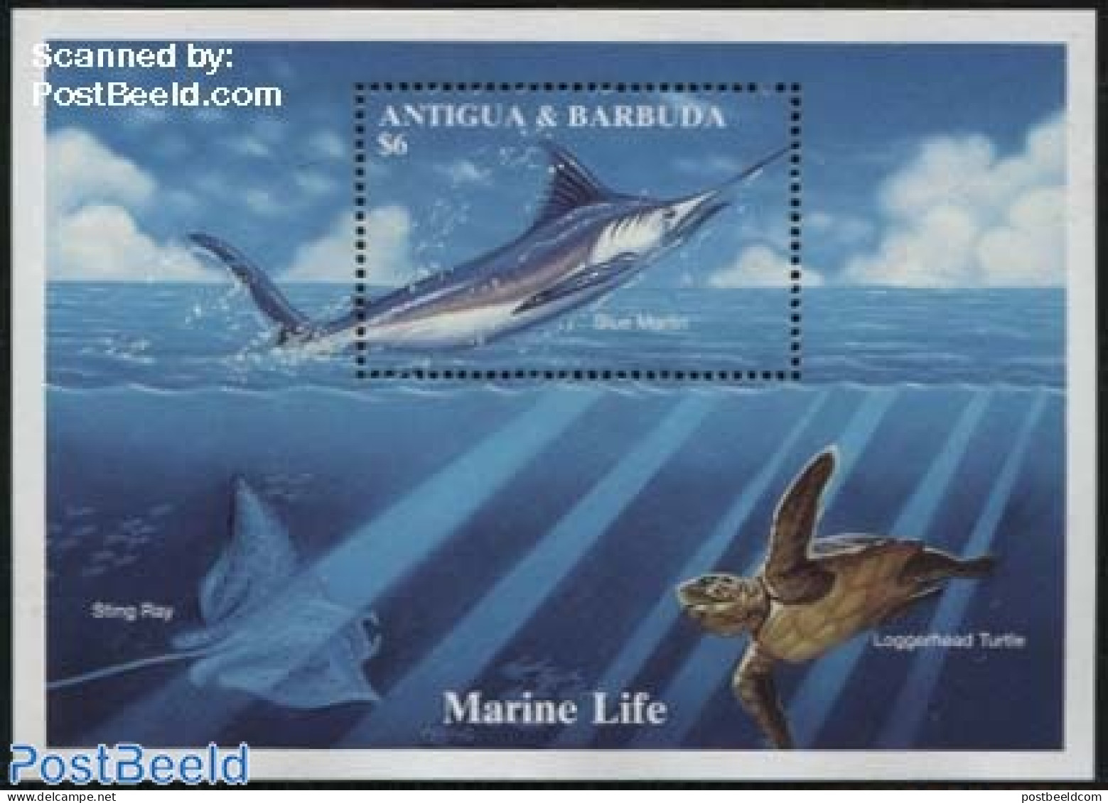 Antigua & Barbuda 1994 Blue Marlin S/s, Mint NH, Nature - Fish - Turtles - Poissons