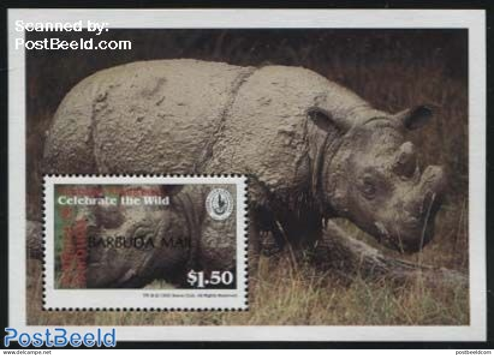 Barbuda 1994 Sumatran Rhinoceros S/s, Mint NH, Nature - Animals (others & Mixed) - Rhinoceros - Barbuda (...-1981)