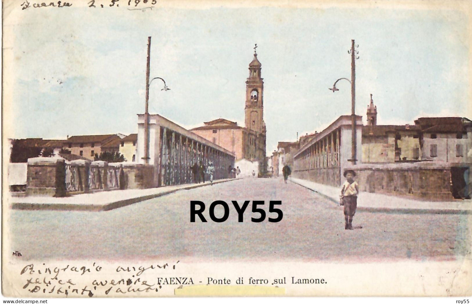 Emilia Romagna-faenza Ponte Di Ferro Sul Lamone Veduta Della Viabilita Sopra Al Ponte Nel 1905 (f.piccolo/v.retro) - Sonstige & Ohne Zuordnung