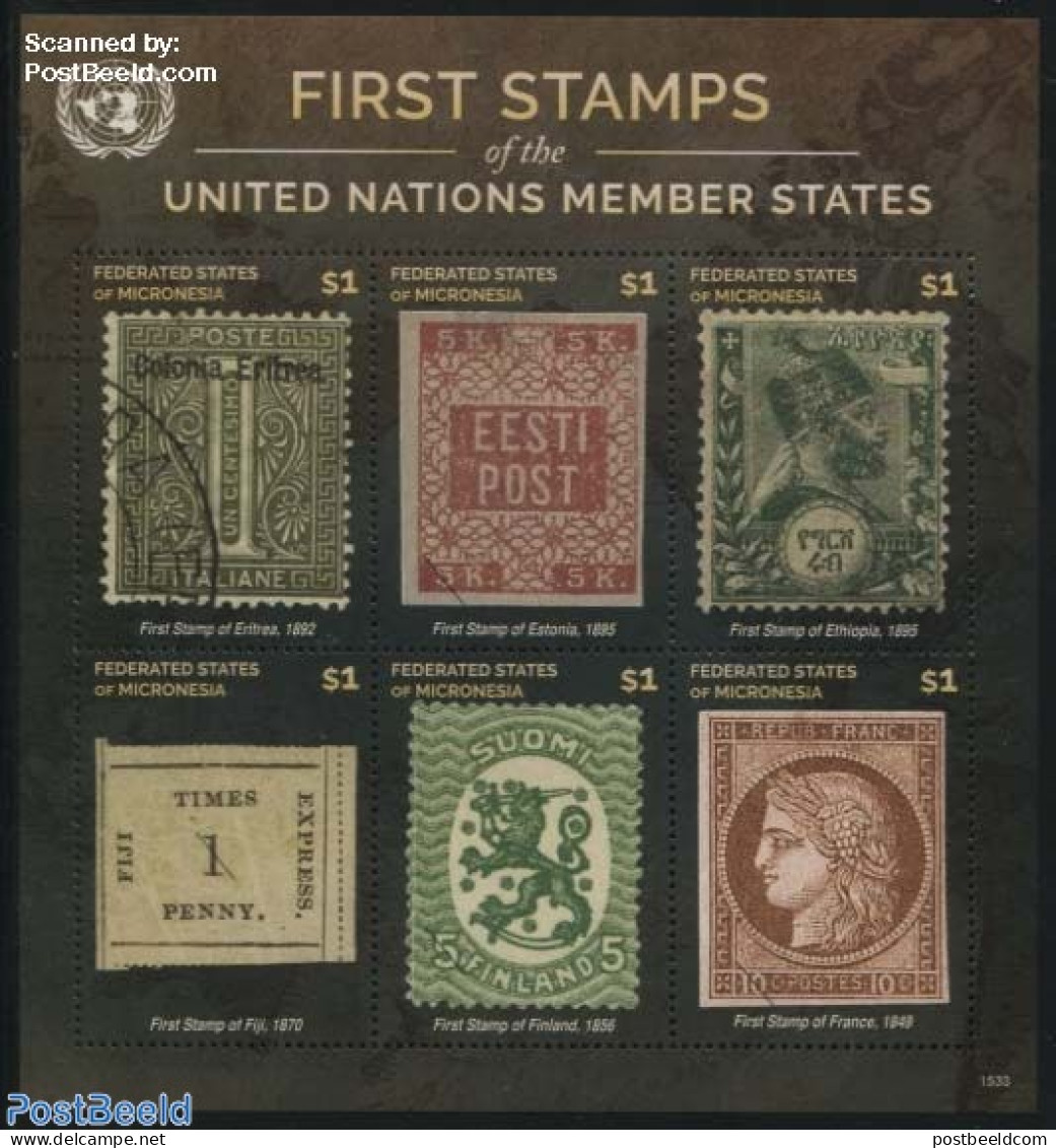 Micronesia 2015 First Stamps, E-F 6v M/s, Mint NH, History - Kings & Queens (Royalty) - United Nations - Stamps On Sta.. - Familles Royales