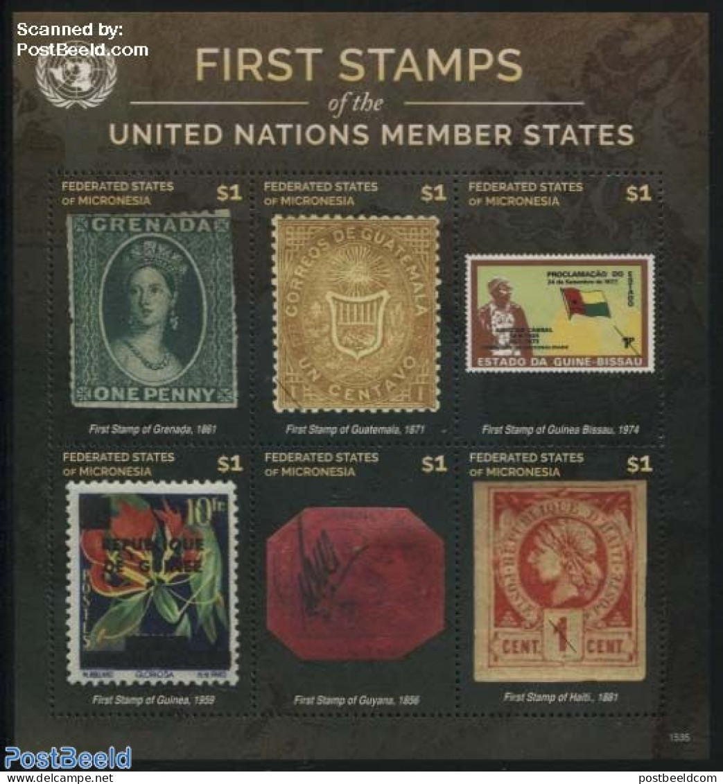 Micronesia 2015 First Stamps G-H 6v M/s, Mint NH, History - Nature - Coat Of Arms - Flags - Kings & Queens (Royalty) -.. - Familles Royales