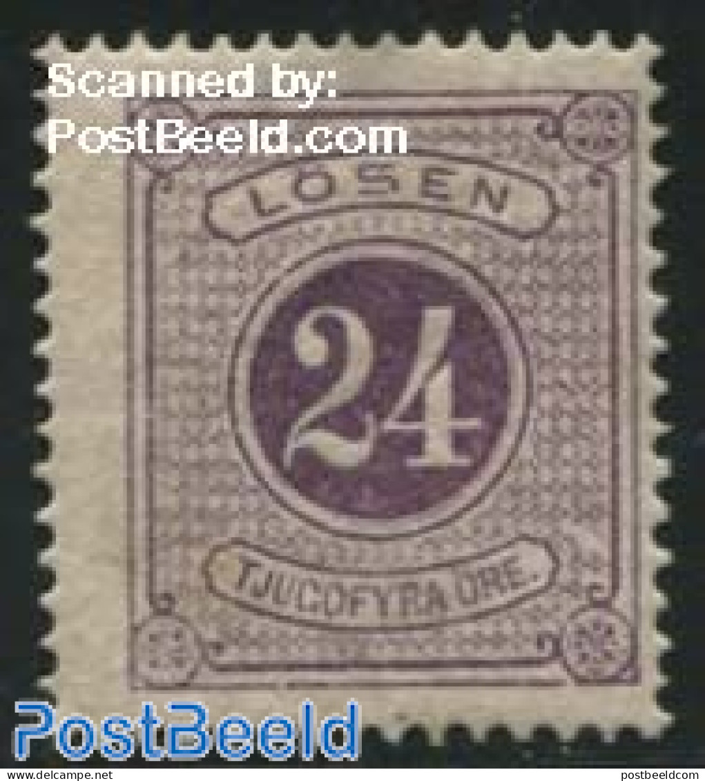 Sweden 1874 24o, Postage Due, Perf. 14, Violet, Unused (hinged) - Sonstige & Ohne Zuordnung