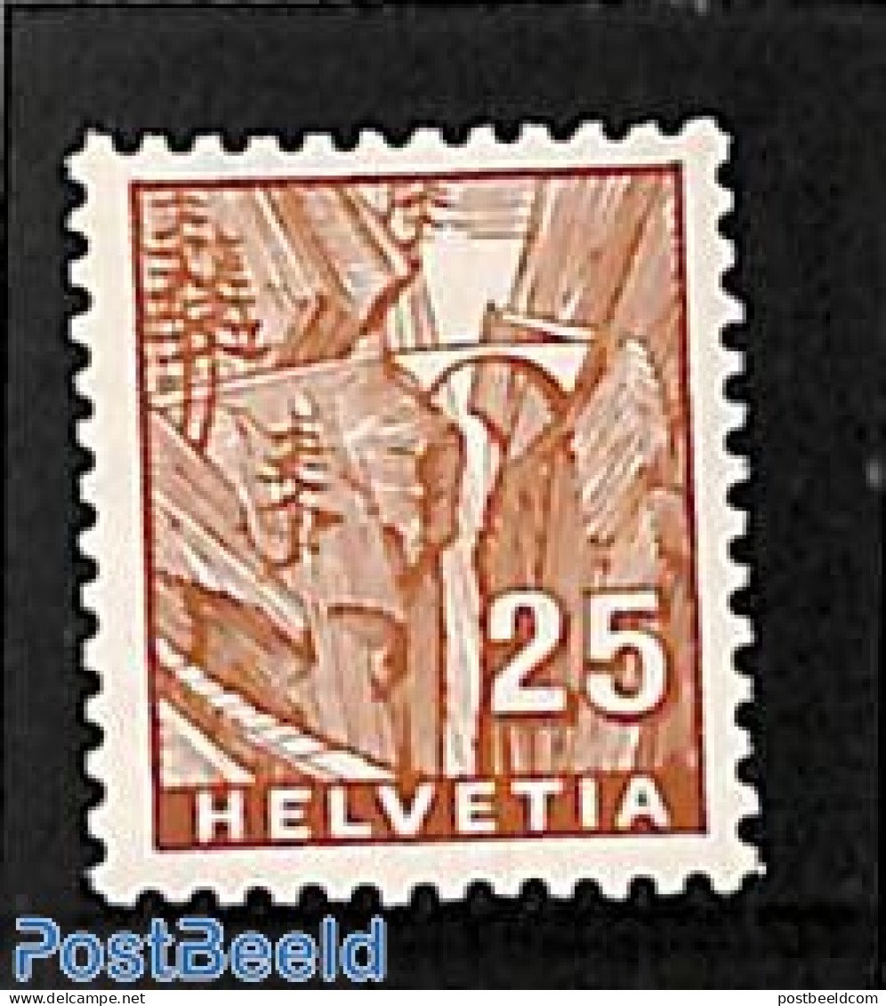 Switzerland 1934 25c. Stamp Out Of Set, Mint NH, Art - Bridges And Tunnels - Unused Stamps