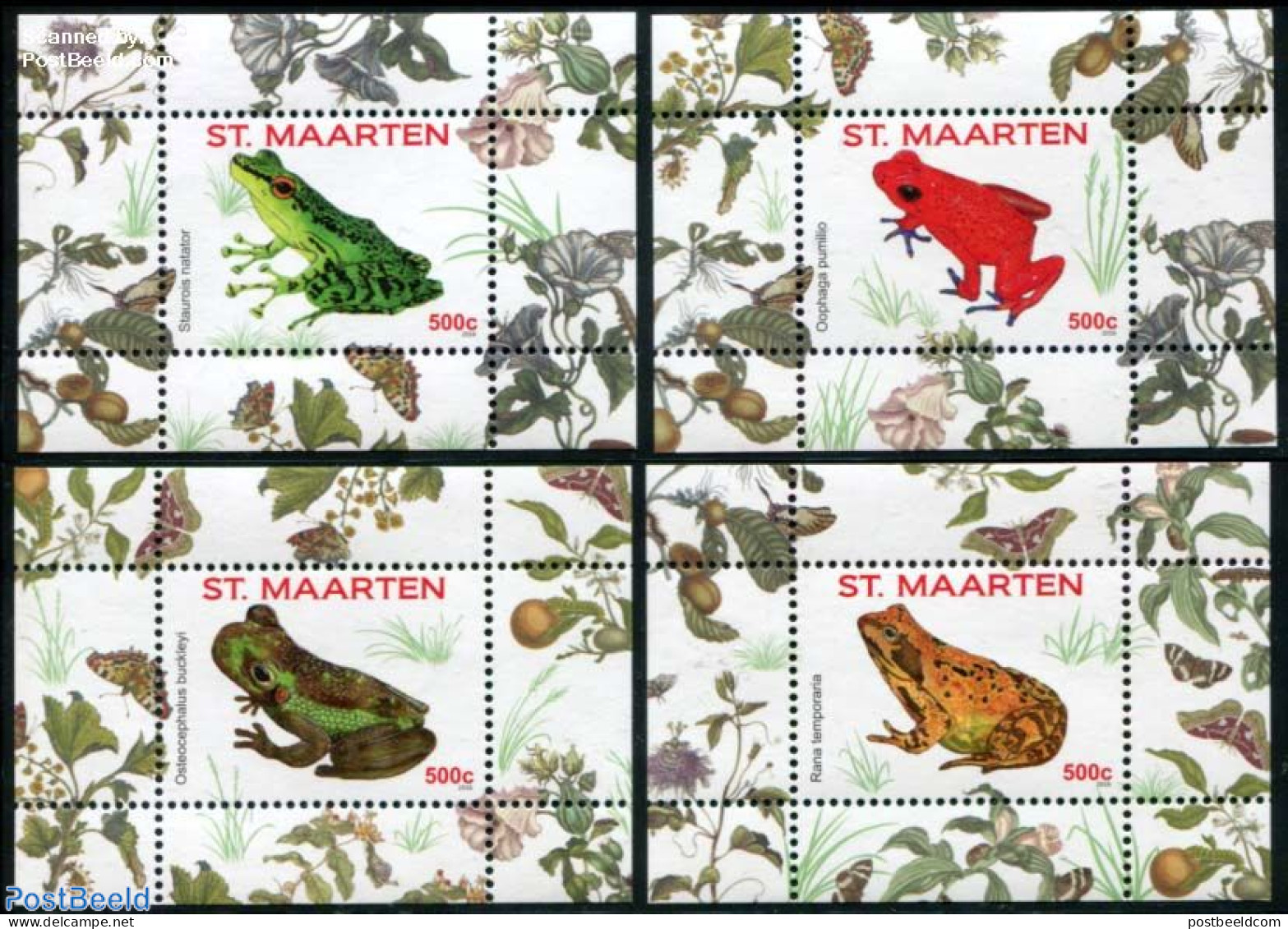 St. Maarten 2016 Frogs 4 S/s, Mint NH, Nature - Frogs & Toads - Reptiles - Autres & Non Classés