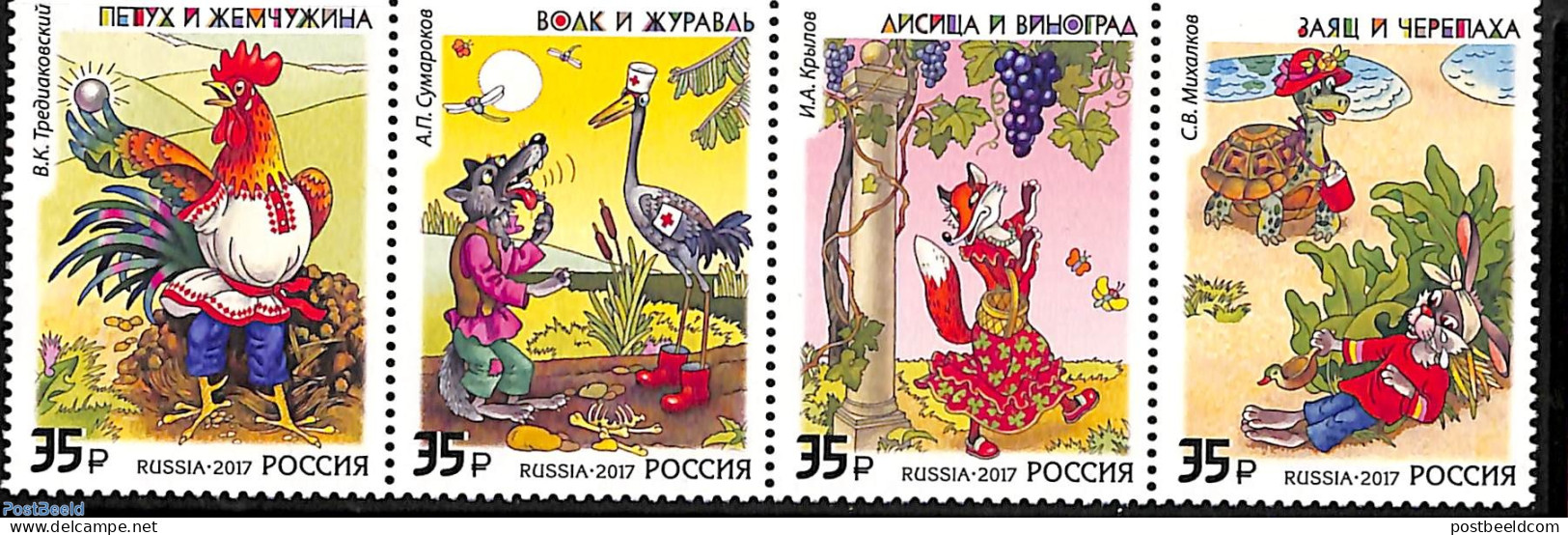 Russia 2017 Fables 4v [:::], Mint NH, Health - Nature - Red Cross - Poultry - Turtles - Art - Fairytales - Croix-Rouge