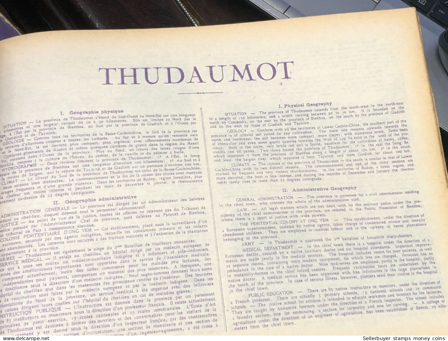 French book printed with 21 provinces and cities with images of southern Vietnam.French colonial period of Vietnam(LA CO