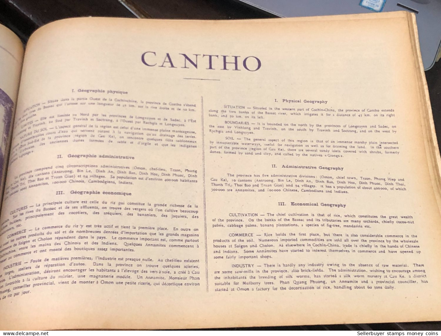 French book printed with 21 provinces and cities with images of southern Vietnam.French colonial period of Vietnam(LA CO