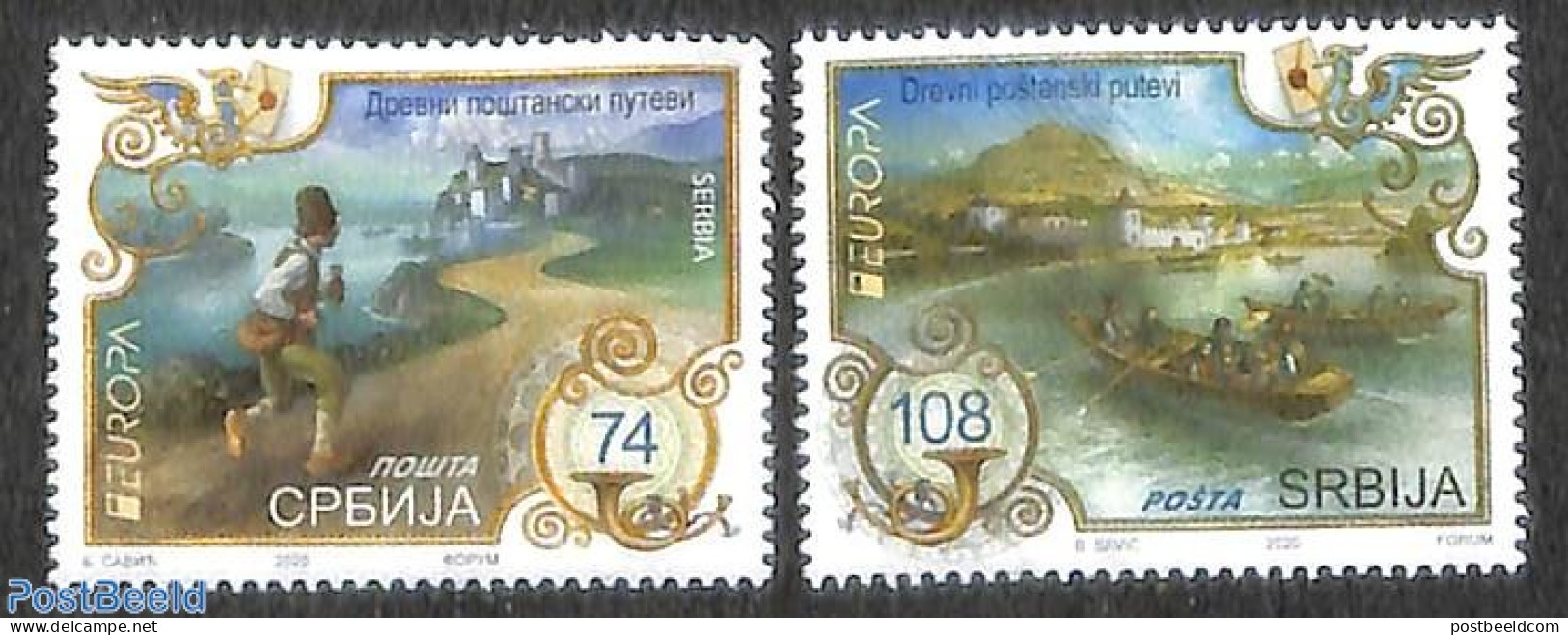 Serbia 2020 Europa, Old Postal Roads 2v, Mint NH, History - Transport - Europa (cept) - Post - Ships And Boats - Post