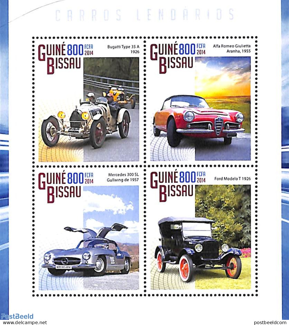 Guinea Bissau 2014 Automobiles 4v M/s, Mint NH, Transport - Automobiles - Voitures