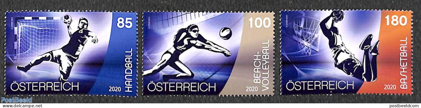 Austria 2020 Sports 3v, Mint NH, Sport - Basketball - Handball - Sport (other And Mixed) - Volleyball - Ungebraucht