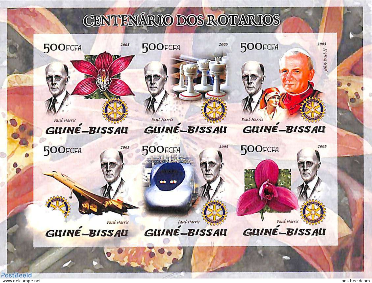 Guinea Bissau 2005 Rotary 6v M/s, Imperforated, Mint NH, Nature - Sport - Transport - Various - Orchids - Chess - Conc.. - Echecs