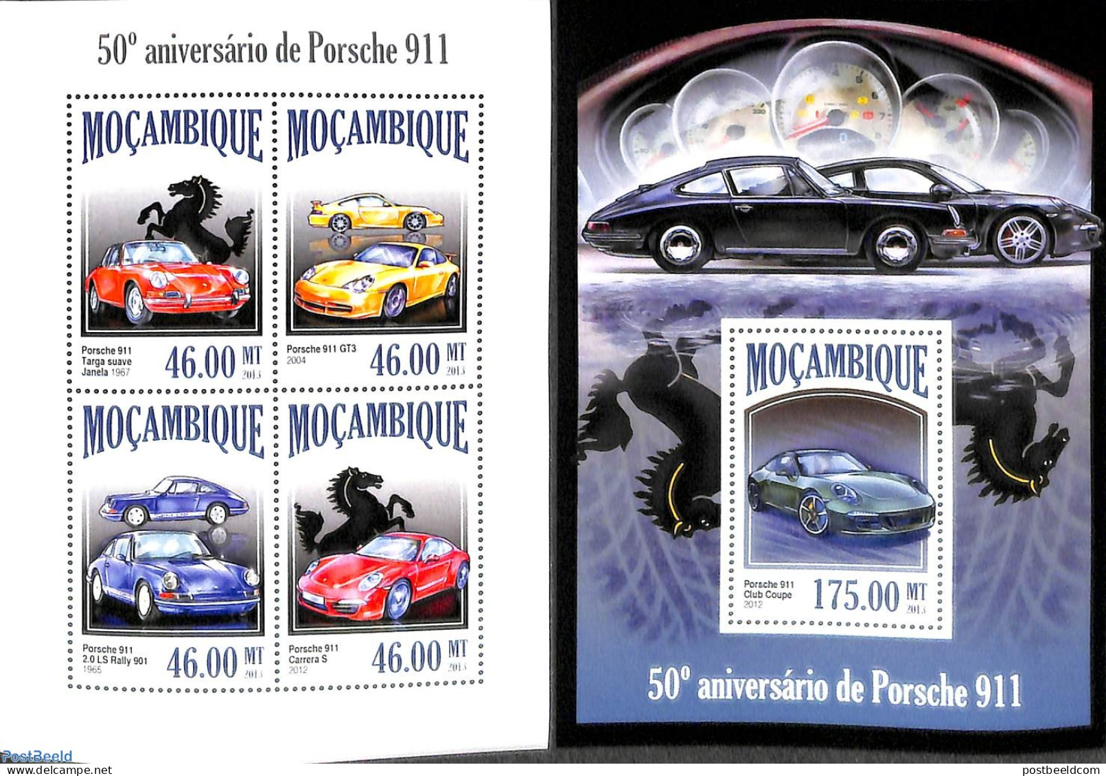 Mozambique 2012 Porsche 911, 2 S/s, Mint NH, Transport - Automobiles - Voitures