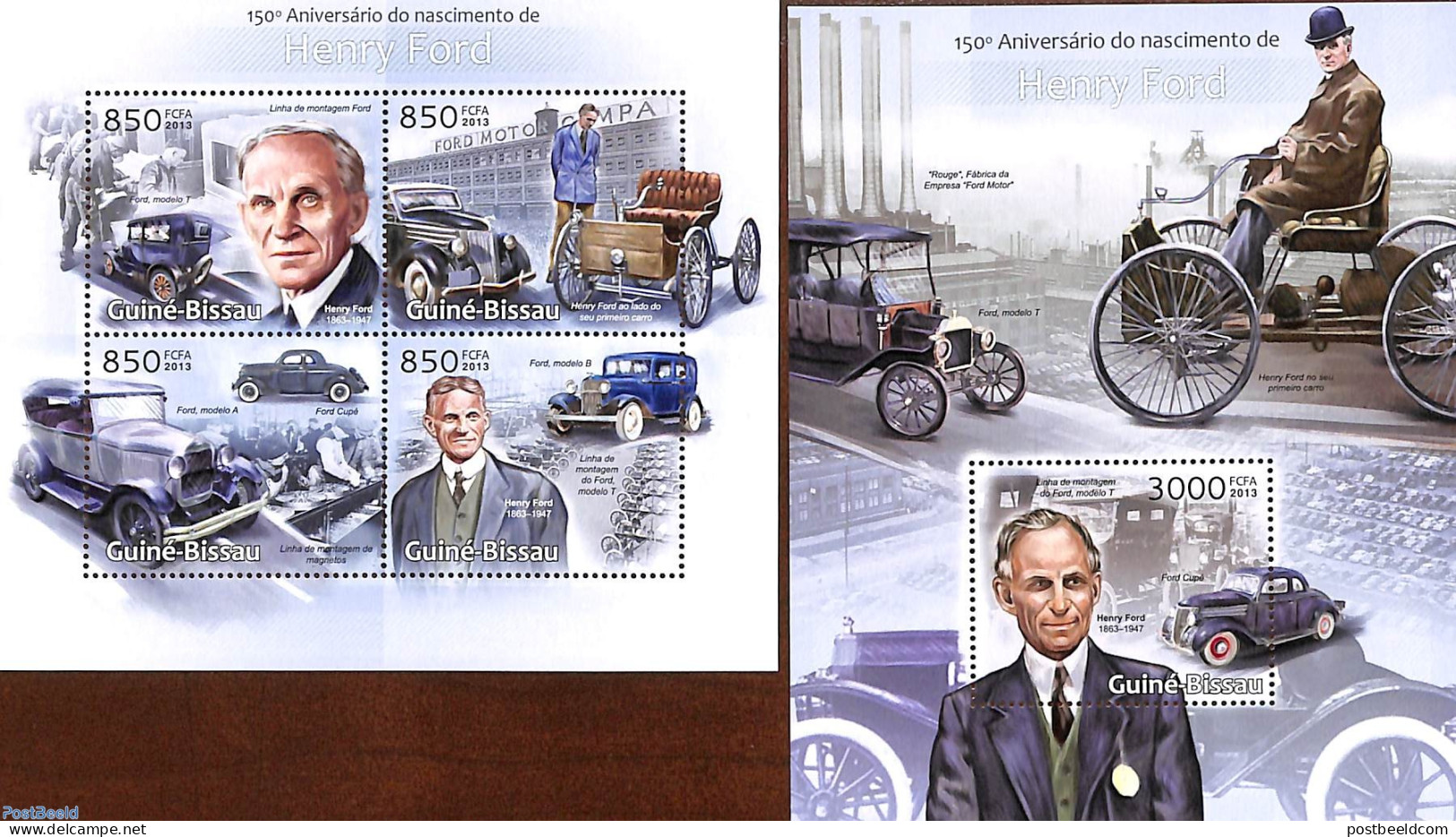 Guinea Bissau 2013 Henry Ford 2 S/s, Mint NH, Transport - Various - Automobiles - Industry - Voitures