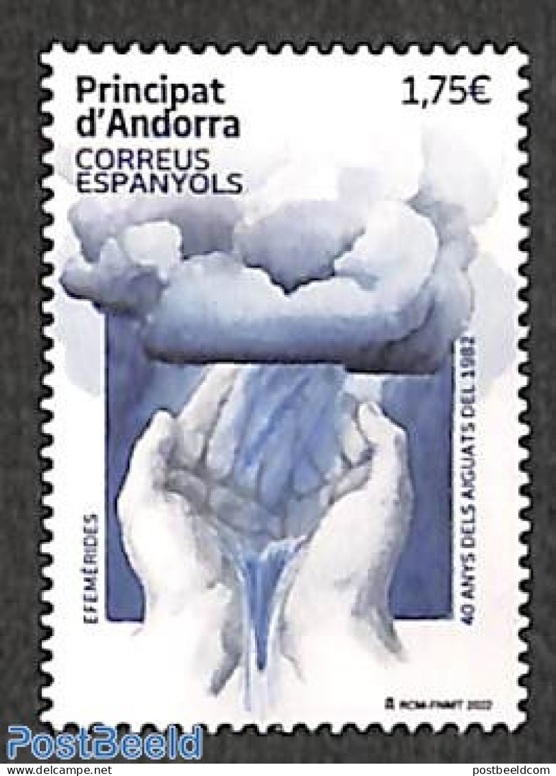 Andorra, Spanish Post 2022 Innondation Of 1982 1v, Mint NH, History - Nature - Water, Dams & Falls - Disasters - Unused Stamps